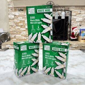 Home Accents 3 Box 100Ct Warm White LED String White Wire Xmas wedding lights